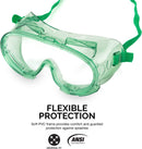 NEIKO 53829A Protective Safety Goggles | Clear Polycarbonate Lens | Impact and Chemical Splash Resistant | Construction, Lab Work, Gun Shooting | Indirect Ventilation | ANSI Z87.1, green (universal)