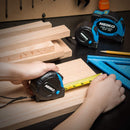 NEIKO 01597A Measuring Tape 25 Feet (7.5 Meters) Maximum Length | 1/8 Inch Easy Read Dual-Side SAE Markings on Tape Measure | True Zero Dual Magnetic Hooks | Impact Resistant ABS case