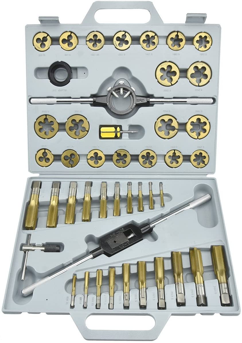 86-Piece Titanium Coated Steel Tap And Die Set – SAE & Metric, Tungsten Steel Dies