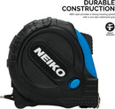 NEIKO 01596A Tape Measure 16' (5M) Maximum Length | SAE/Metric Dual-Side Markings | 1" Nylon Coated Steel Blade | True Zero Dual Magnetic Hooks | Impact Resistant ABS Housing