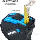 NEIKO 01597A Measuring Tape 25 Feet (7.5 Meters) Maximum Length | 1/8 Inch Easy Read Dual-Side SAE Markings on Tape Measure | True Zero Dual Magnetic Hooks | Impact Resistant ABS case