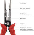NEIKO 02038A 6-in-1 Wire Service Tool | 8-1/2" Length | Gripper, Crimper, Stripper, Cutter, Extractor, Electrician Pliers
