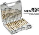 TOOLUXE 10055L Hex Shank Drill Bit Set, 30 Pc, Titanium Coated Metal Drill Bits, Quick Change Design, Small Drill Bits from 1/16" - 1/2" Large Drill Bits, High Speed Steel Impact Driver Drillbits