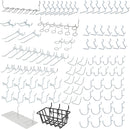 HILTEX 53108 100 Piece Metal Peg board Hooks and Accessories Set, Pegboard Hooks Assortment, Bins & Hooks for Crafts, Organizer for Garage, Peg Board Tool Utility Hooks, 1/4 Pegboard Hooks Accessories