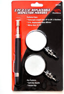 TOOLUXE 20734L Telescoping Inspection Mirror | 30" Retractable Handle | Includes Two 2-1/4" Glass Mirrors
