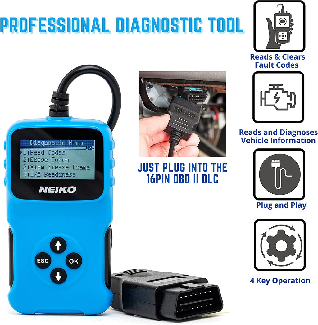 NEIKO 40500A Car OBD2 Scanner, Car Scanner Code Decoder, Reader & Eras –  NEIKO®