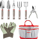NEIKO 61090A 8 Pc Garden Tool Set, Heavy Duty Gardening Tool Set for Home Garden Planting, Includes Gardening Tool Set Bag for Gardening, Hand Gardening Tools for Women and Men, Gardening Tool Kit