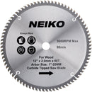 NEIKO 10768A 12" Carbide Chop Saw Blade, 80 Tooth with 1-Inch Arbor, Compatible with Miter, Table, Radial Arm, Cut-Off, Standard Circular Saws, for Home Building, Construction, Woodworking, Forest