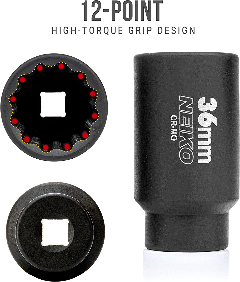 NEIKO 02527A 36mm Socket | 1/2” Drive Deep Impact Socket | Spindle 