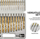 TOOLUXE 10055L Hex Shank Drill Bit Set, 30 Pc, Titanium Coated Metal Drill Bits, Quick Change Design, Small Drill Bits from 1/16" - 1/2" Large Drill Bits, High Speed Steel Impact Driver Drillbits