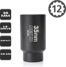 NEIKO 02526A 35mm Socket | 1/2” Drive Deep Impact Socket | Spindle & Axle Nut Socket | 12 Point |Chrome Molybdenum Cr-Mo |Deep Well Hub | Triple Square | Axle Shaft Nut Remover