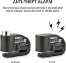 NEIKO 52908A Motorcycle Locks Anti Theft with Alarm, Motorcycle Disc Lock with Alarm, Disk Lock Anti-Theft Motion Sensor, Security Lock Brake, Universal Alarm Lock for Motorcycles, Bicycles & More