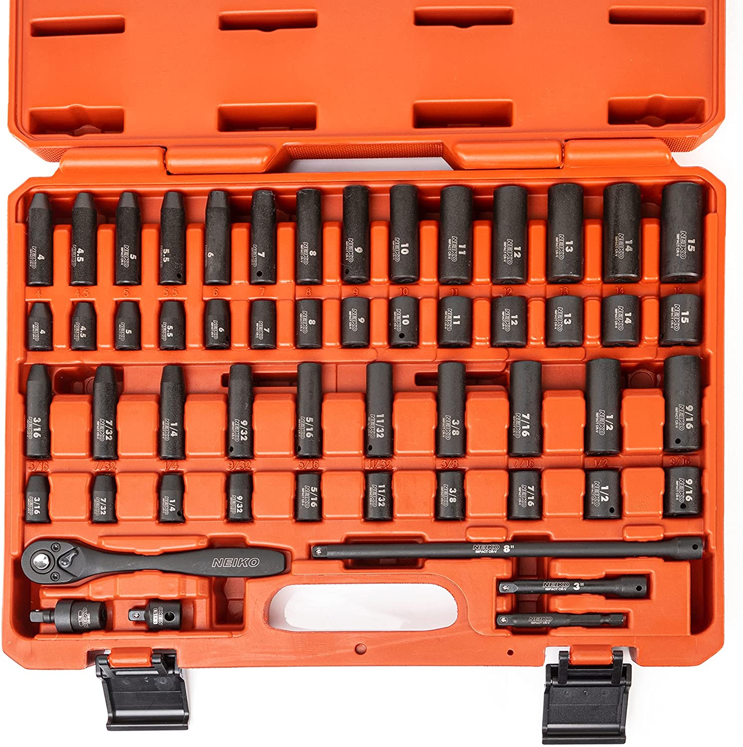 NEIKO 1/4 Drive Impact Socket Set Metric & Standard (54-P – NEIKO®