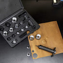 NEIKO 02604A Hole Punch Set | SAE & Metric, 3/16” – 1-3/8” & 5 – 35mm | 14 Piece Sharp Hollow Hole Punch Kit, Gasket Cutting Puncher, Foam Cutter, & Leather Hole Punches | 6” Interchangeable