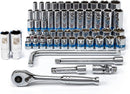 NEIKO 02513A 3/8-Inch-Drive Ratchet and Socket Set, 53-Piece Standard and Deep SAE Sizes 5/16" to 7/8", Metric Sizes 8 mm to 19 mm, Mechanic Socket Set Made with CrV Steel