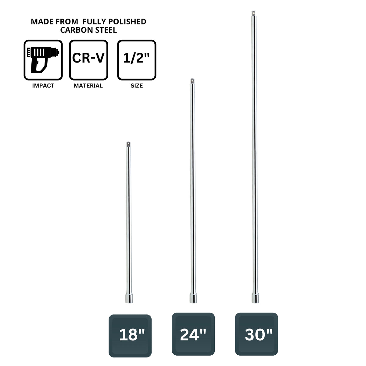 3 Pc 3/8 Square Drve Socket Extenson Bar Set 75mm 150mm 225mm Amtech 3 Pc 3/8 Square Drve Socket Extenson Bar Set 75mm 150mm 225mm Amtech
