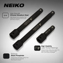 NEIKO 00237A 1/2-Inch-Drive Impact Extension-Bar Set, Made with CrV Steel, 3-Inch, 6-Inch, and 8-Inch Sizes, 3-Piece Set