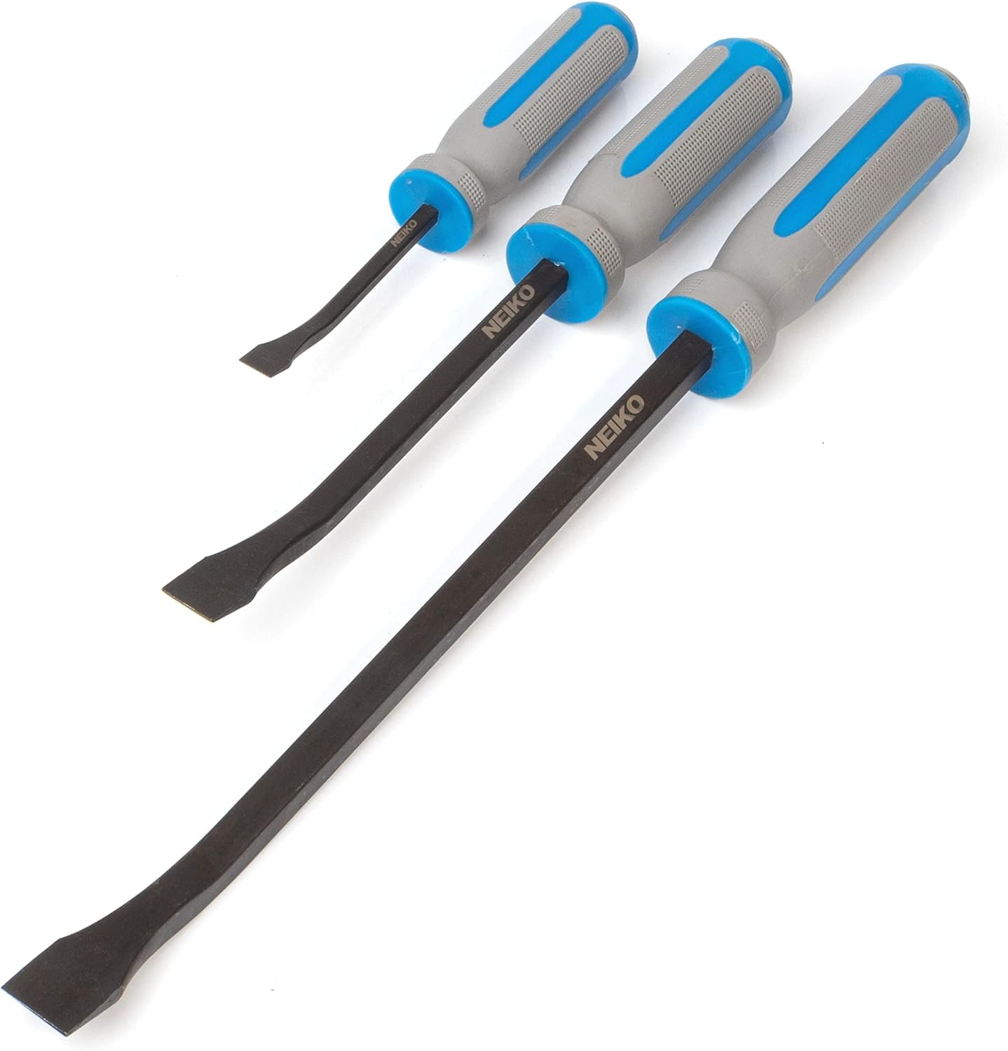 Heavy-Duty Angled Tip Pry Bar Set – 8”, 12” & 17.5”, Go-Through Striking Cap (3-Piece)