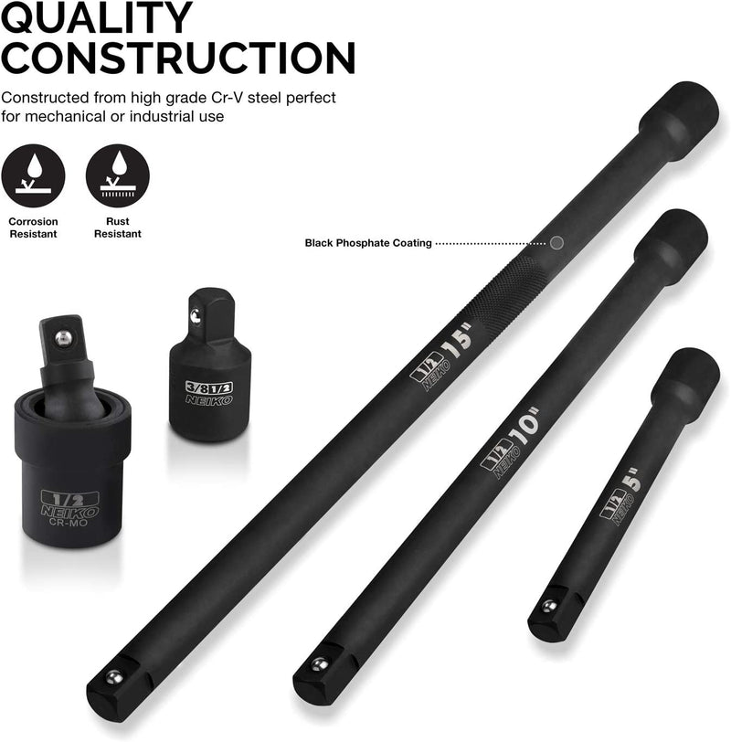 TONE 1/2" Drive Impact Extension Bar (NE40-100) – Electroless Nickel Plated, Anti-Rust, For Deep & Narrow Access