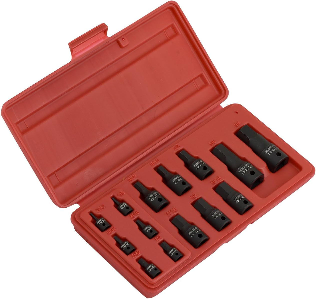 NEIKO 01142B Allen Bit Socket Set | 14 Piece | SAE | 3/32” to 3/4" | 1/4", 3/8” and 1/2" Drive | Cr-Mo Impact Grade