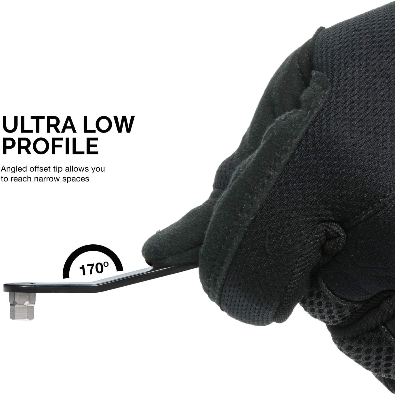 Ultra Low Profile Offset Hex Screwdriver Set Heavy Duty S2 Steel Construction, SAE & Metric (10-Piece)