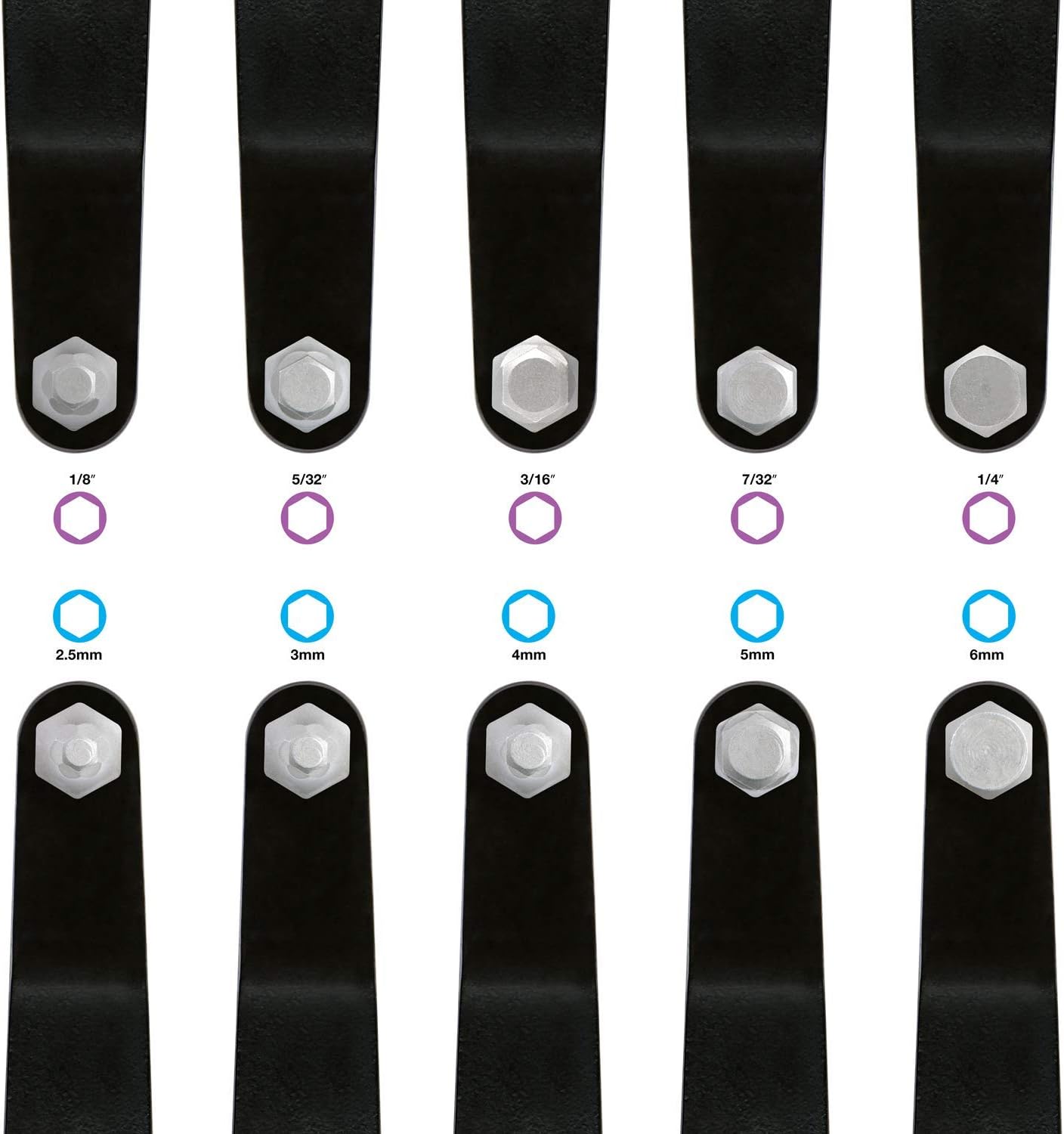 Ultra Low Profile Offset Hex Screwdriver Set Heavy Duty S2 Steel Construction, SAE & Metric (10-Piece)