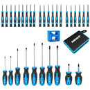 NEIKO 01379A Master Screwdriver Set, 32 Piece Magnetic Precision Screwdrivers, Phillips, Flathead, Slotted, and Torx Drivers, Includes Magnetizer and Demagnetizer, Small Magnetic Screwdrivers