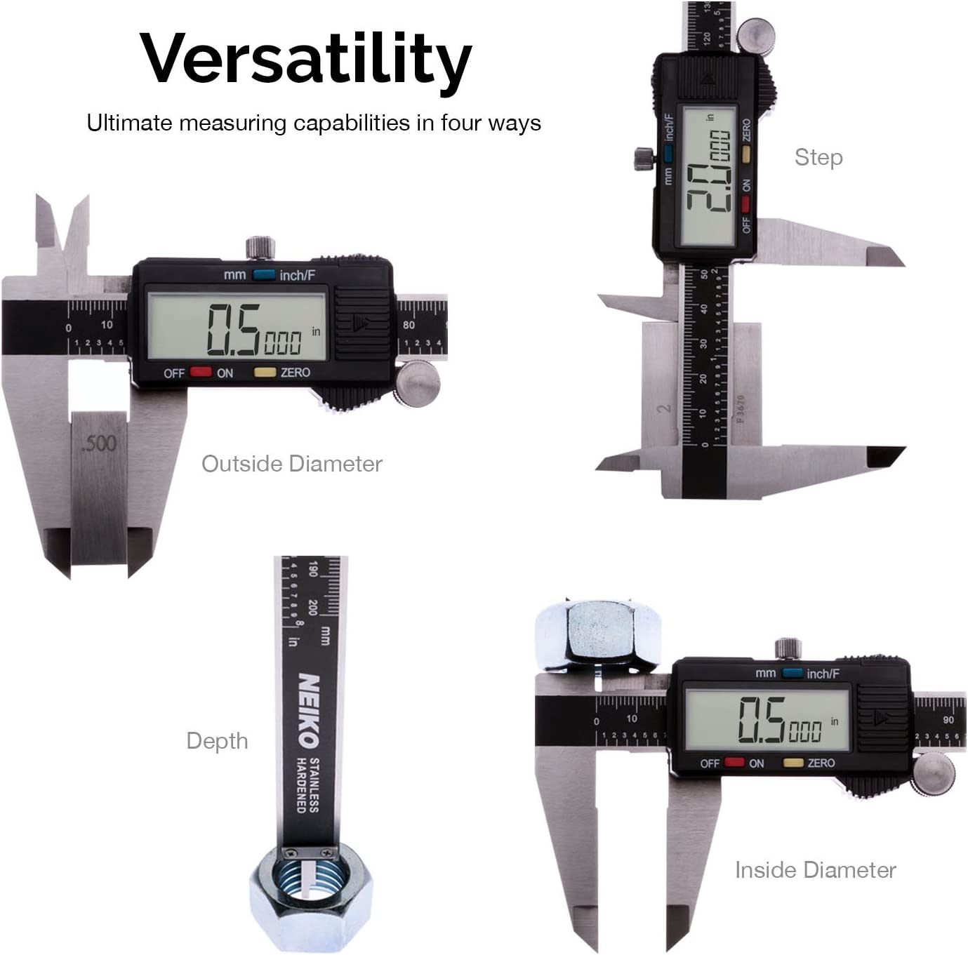 NEIKO 01407A Electronic Digital Caliper Measuring Tool, 0-6 Inches Sta ...