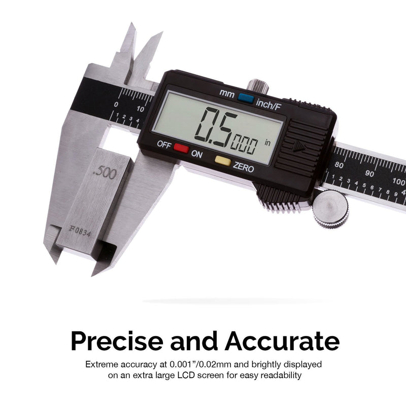 NEIKO 01409A 12” Electronic Digital Caliper | Extra Large Display | 0-12 Inches | Inch/Fractions/Millimeter Conversion | Polished Stainless Steel