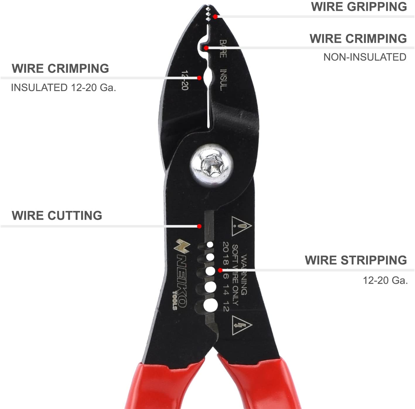 NEIKO 02037A Compact Wire Stripper | 4-in-1 Multi Purpose