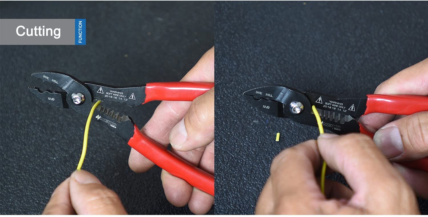 Compact 4-in-1 Wire Stripper — Crimper, Cutter, Gripper, 12–20 AWG