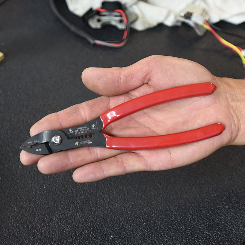 NEIKO 02037A Compact Wire Stripper | 4-in-1 Multi Purpose Electricians Pliers | Wire Crimper, Cutter and Gripper | 12-20 AWG Wire Service Tool | Crimps Insulated & Non-Insulated | Electrical Stripping