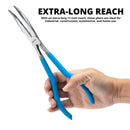 NEIKO 02105A (4) Long Nose Plier 11” Long Reach, Straight, Angle, Curved Pliers, 45 & 90 Degree, bent Head Needle Nose Pliers Set for Mechanics, Long Handle Pliers