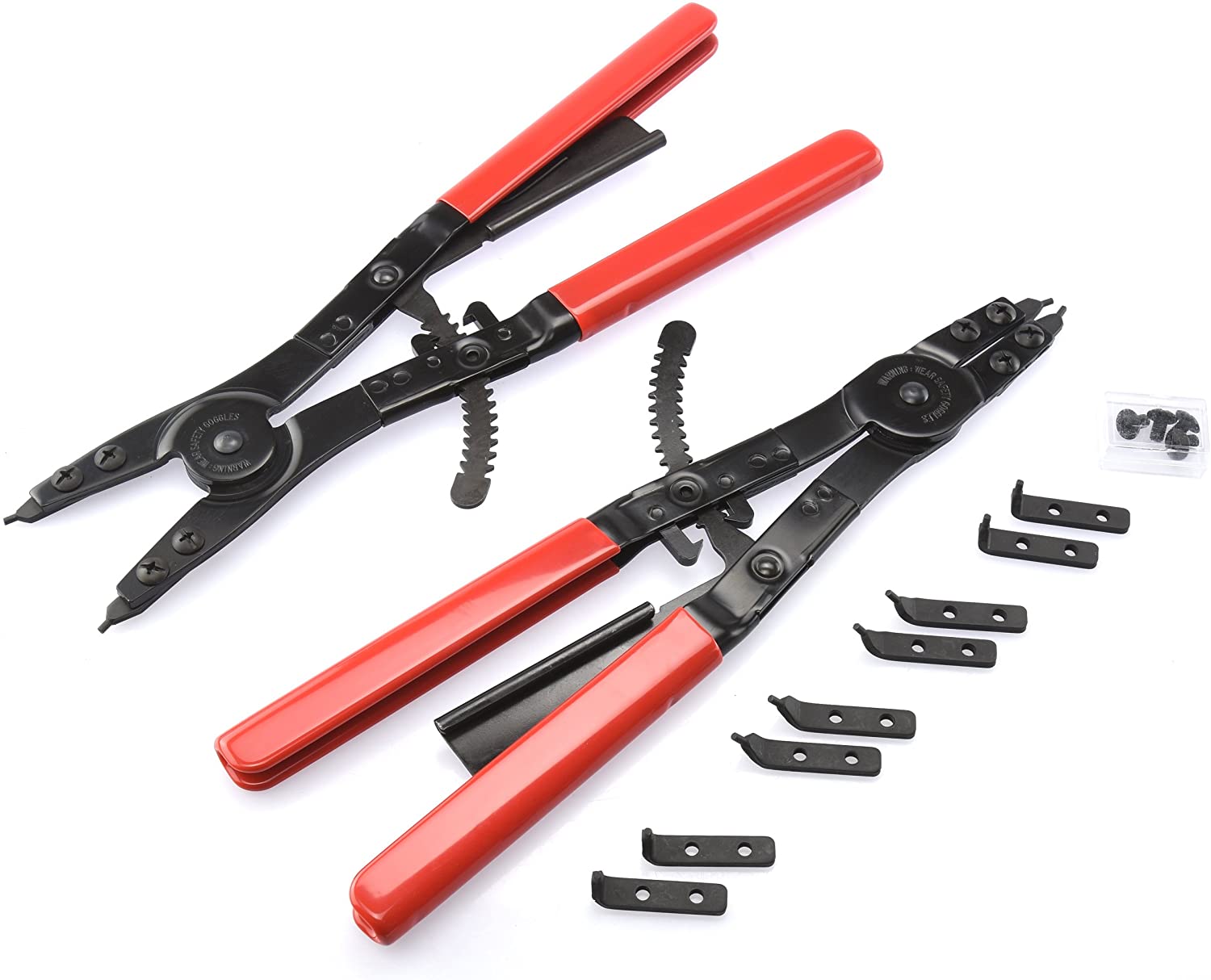 Heavy Duty 16" Snap Ring Plier Set External & Internal Pliers, Straight, 45°, 90° Tips (2-Piece)