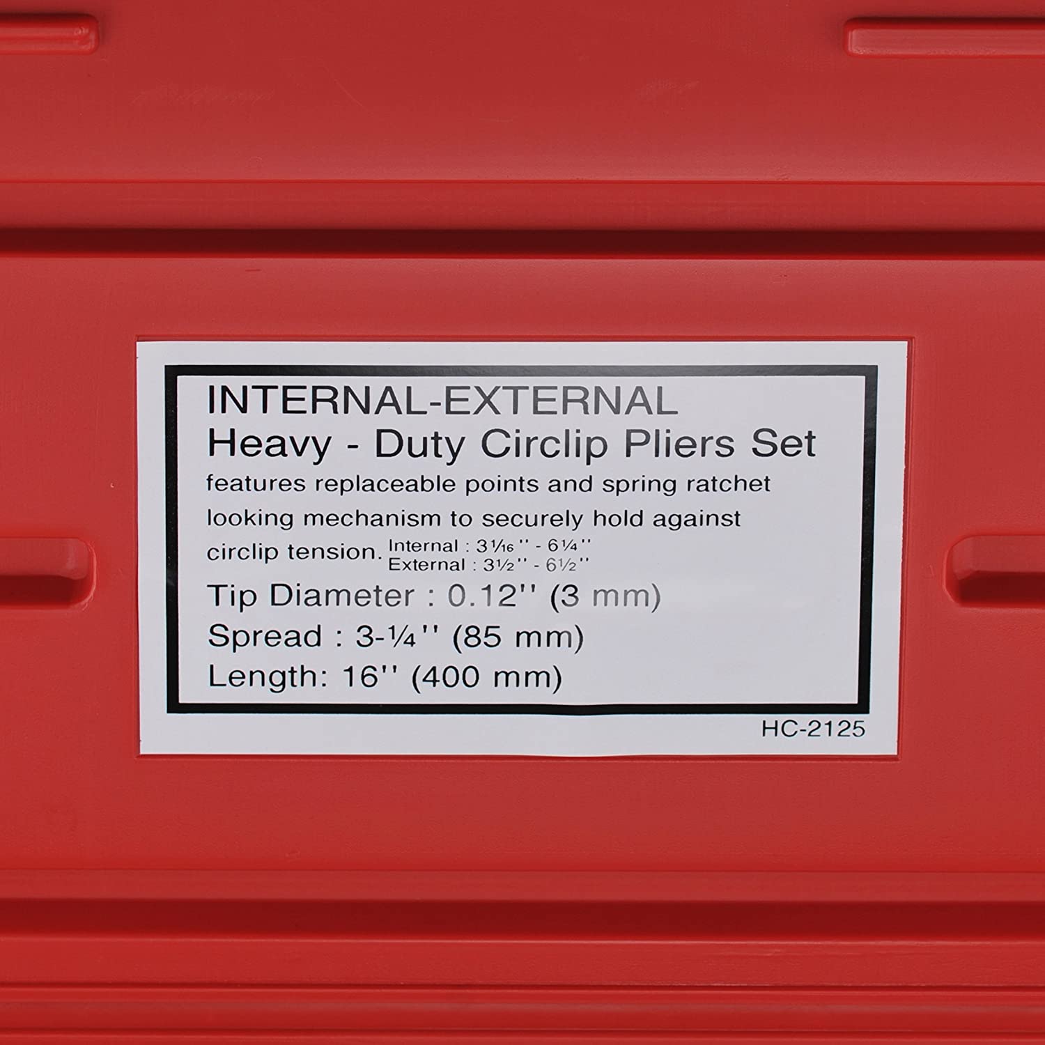 Heavy-Duty 16" Snap Ring Plier Set — Internal & External, Interchangeable Tips (2-Piece)