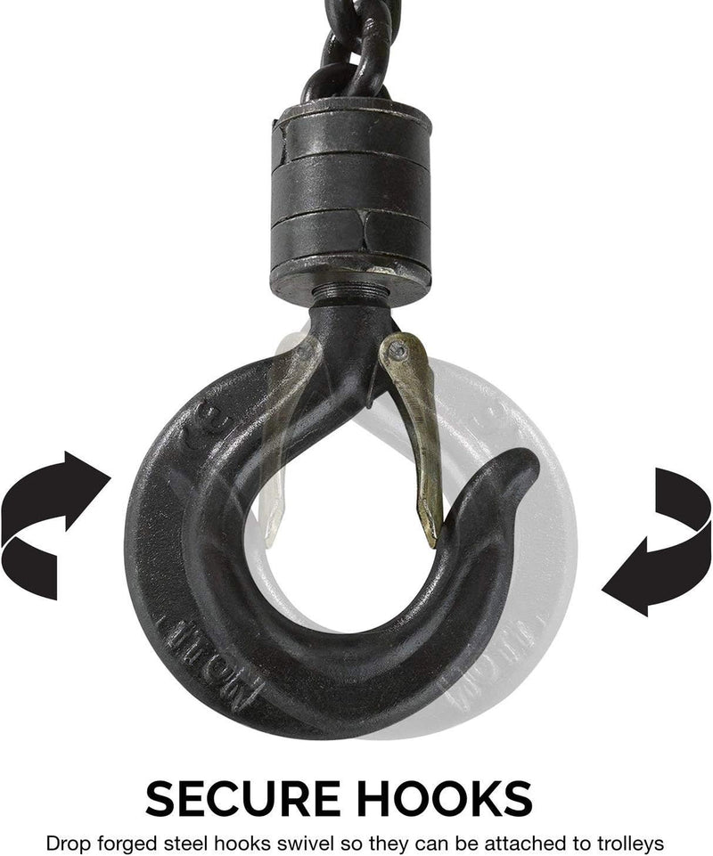 NEIKO 02182A Manual Chain Hoist | 1 Ton/2000 Lbs Capacity | 15’ Lift | 2 Hooks | Manual Hand Lift Steel Chain Block