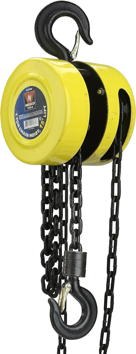 Manual Hand Chain Hoist – 1 Ton Capacity, Dual Hooks, 20’ Lift