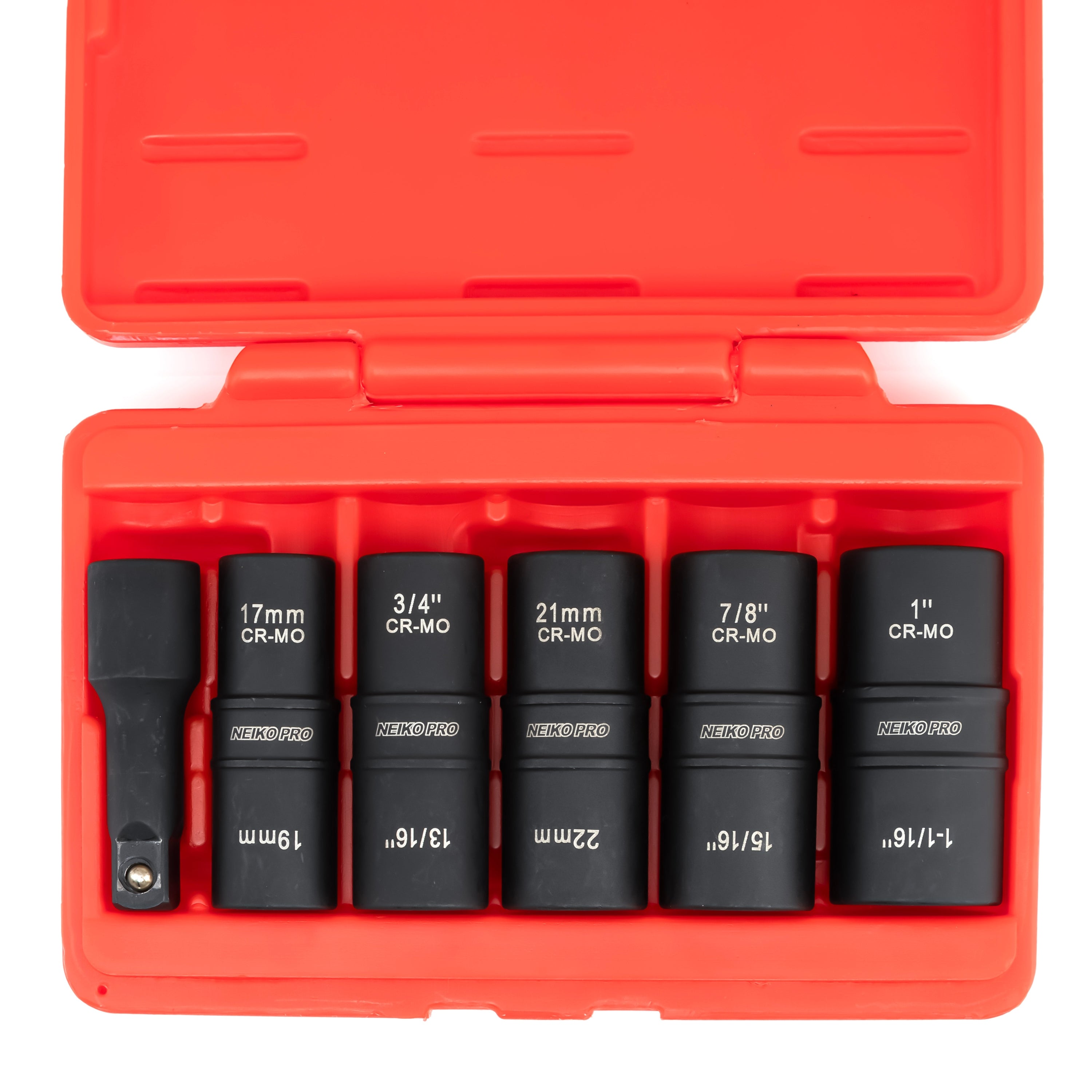 1/2 Inch-Drive Impact Socket Set Impact Flip Socket Set, 10 Deep SAE & Metric Sizes (6-Piece)