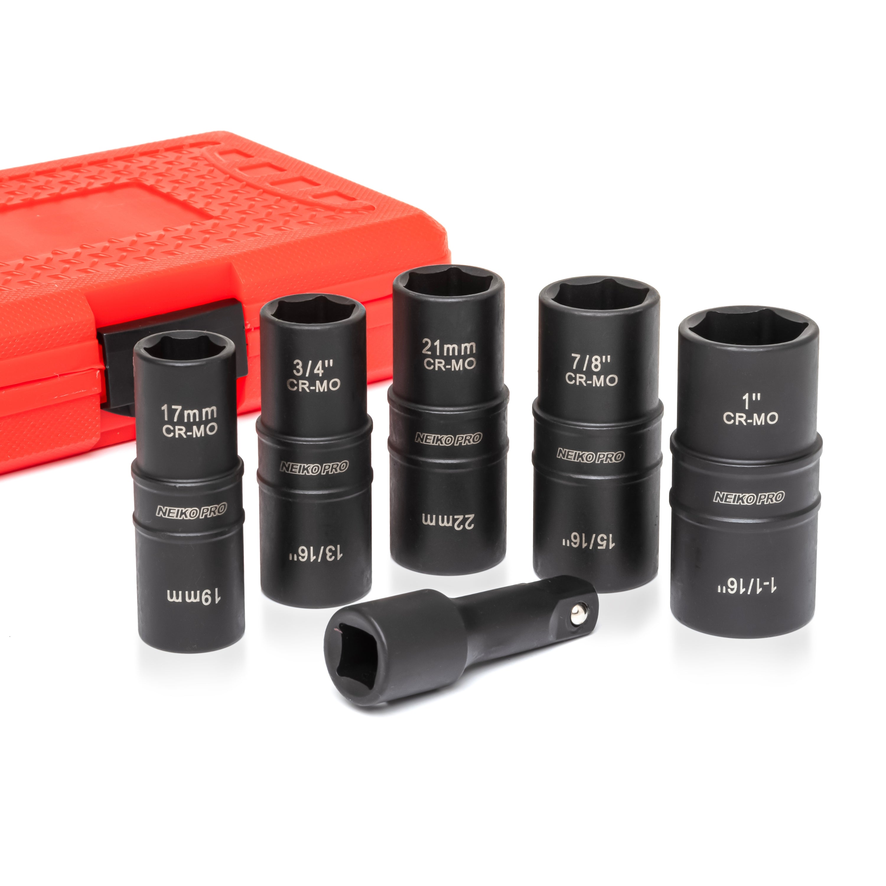 1/2 Inch-Drive Impact Socket Set Impact Flip Socket Set, 10 Deep SAE & Metric Sizes (6-Piece)