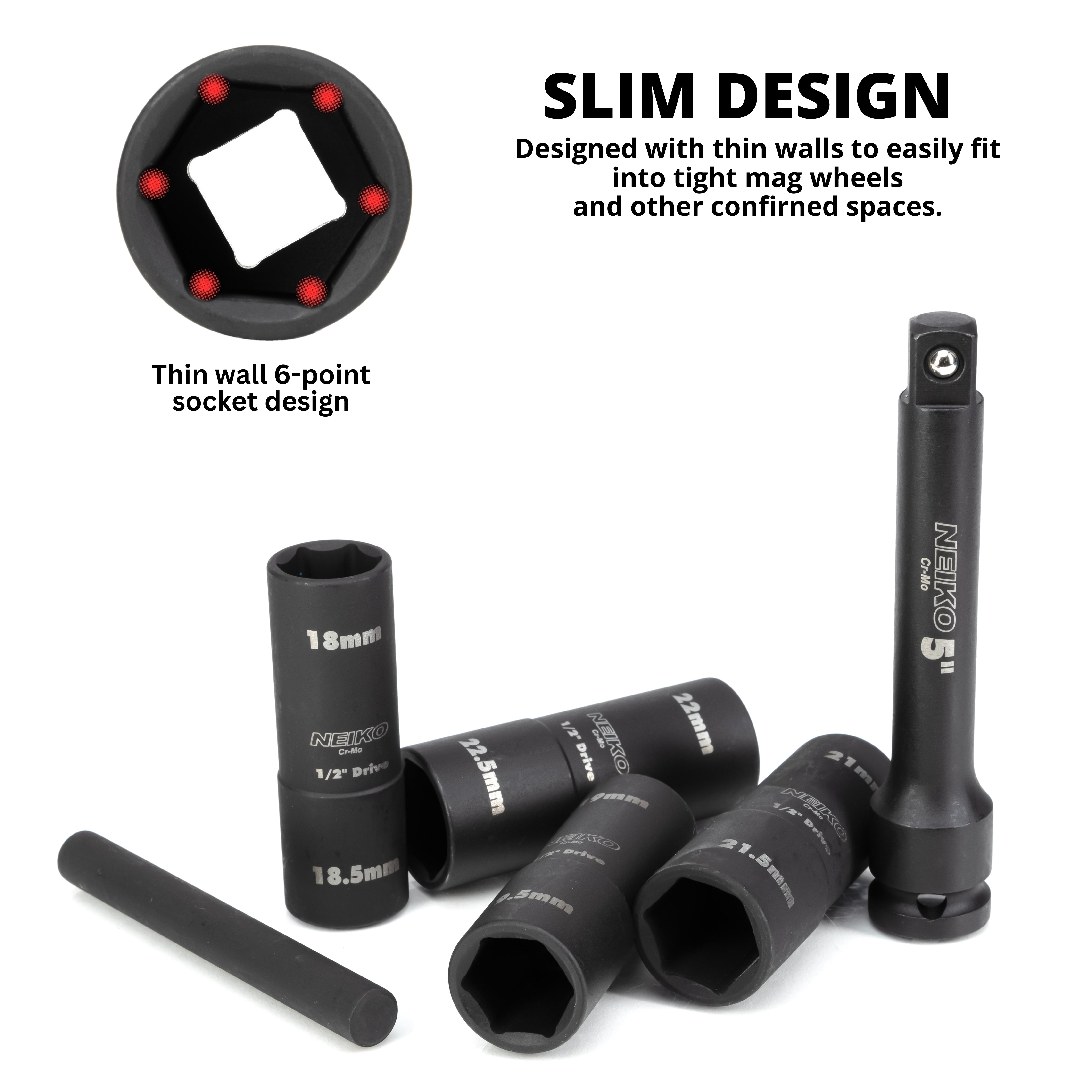 NEIKO Impact Lug Nut Flip Socket Set – 1/2” Drive, Metric – NEIKO®