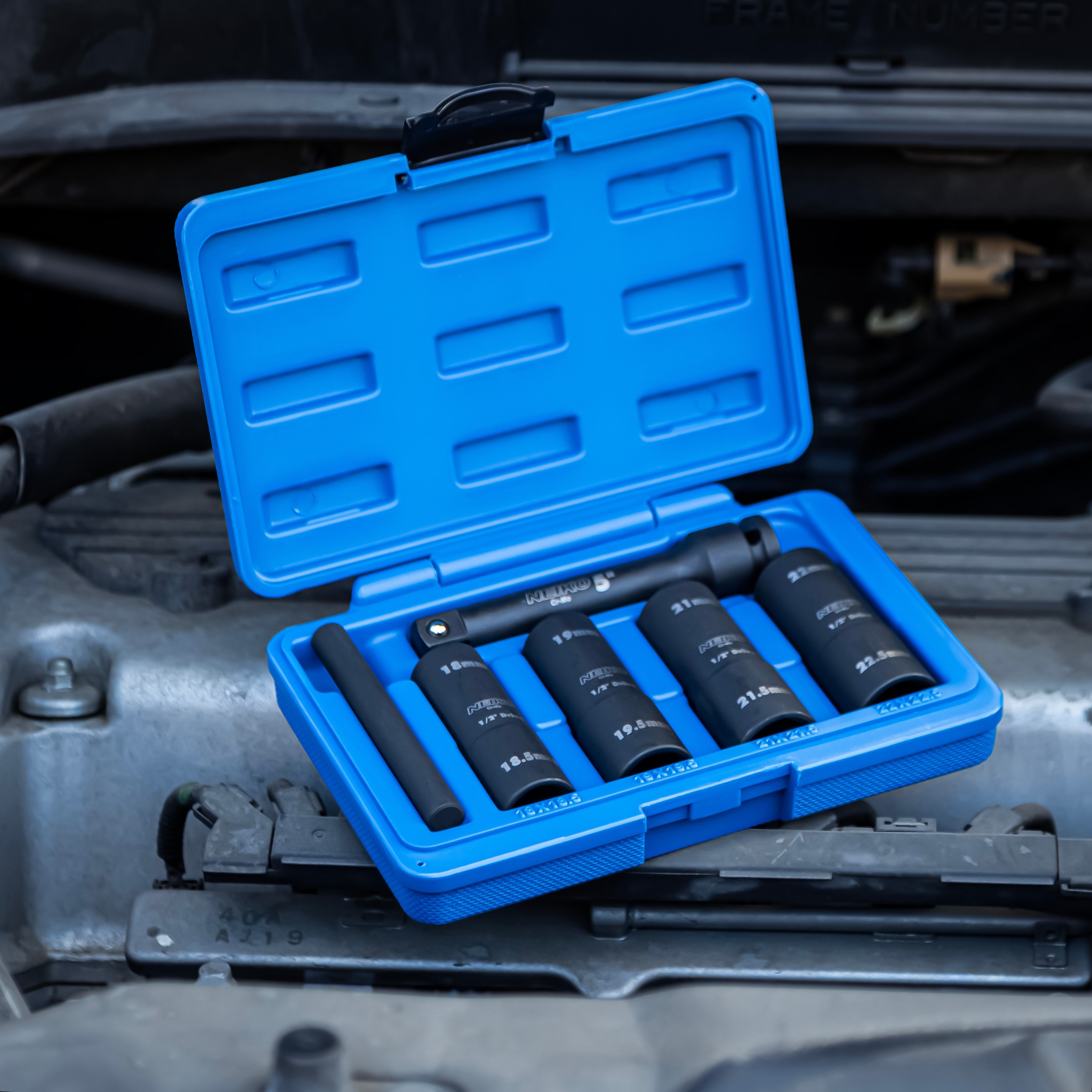 Impact Lug Nut Flip Socket Set – 1/2” Drive, Metric Half Sizes, Thin Wall