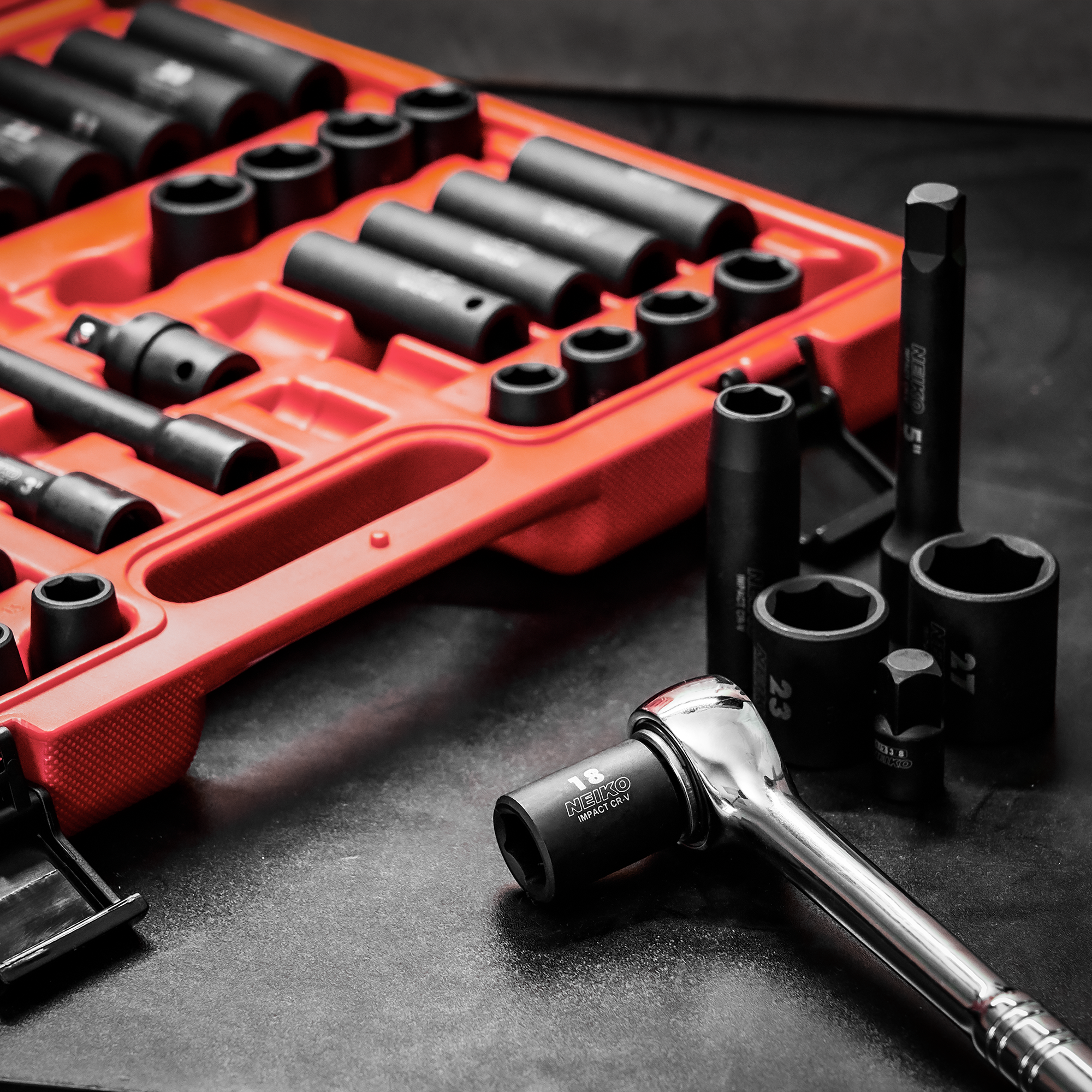 1/2" Drive Impact Socket Set — Metric, Deep & Shallow, 9–32 mm (45-Piece)