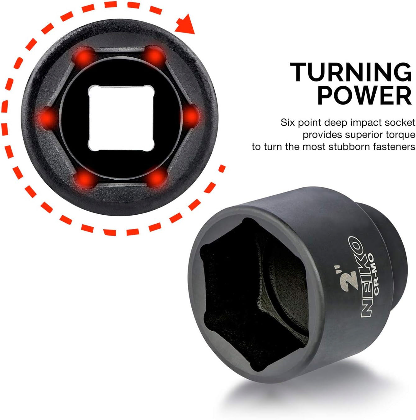 3/4" Drive Jumbo Impact Socket Set Shallow, SAE, Sizes 3/4” to 2”, Cr-V Steel (21-Piece)