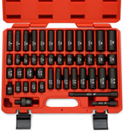 3/8"-Drive Impact Socket Set, SAE Sizes 5/16" to 3/4" & Metric Sizes 8 mm to 19 mm (44-Piece)