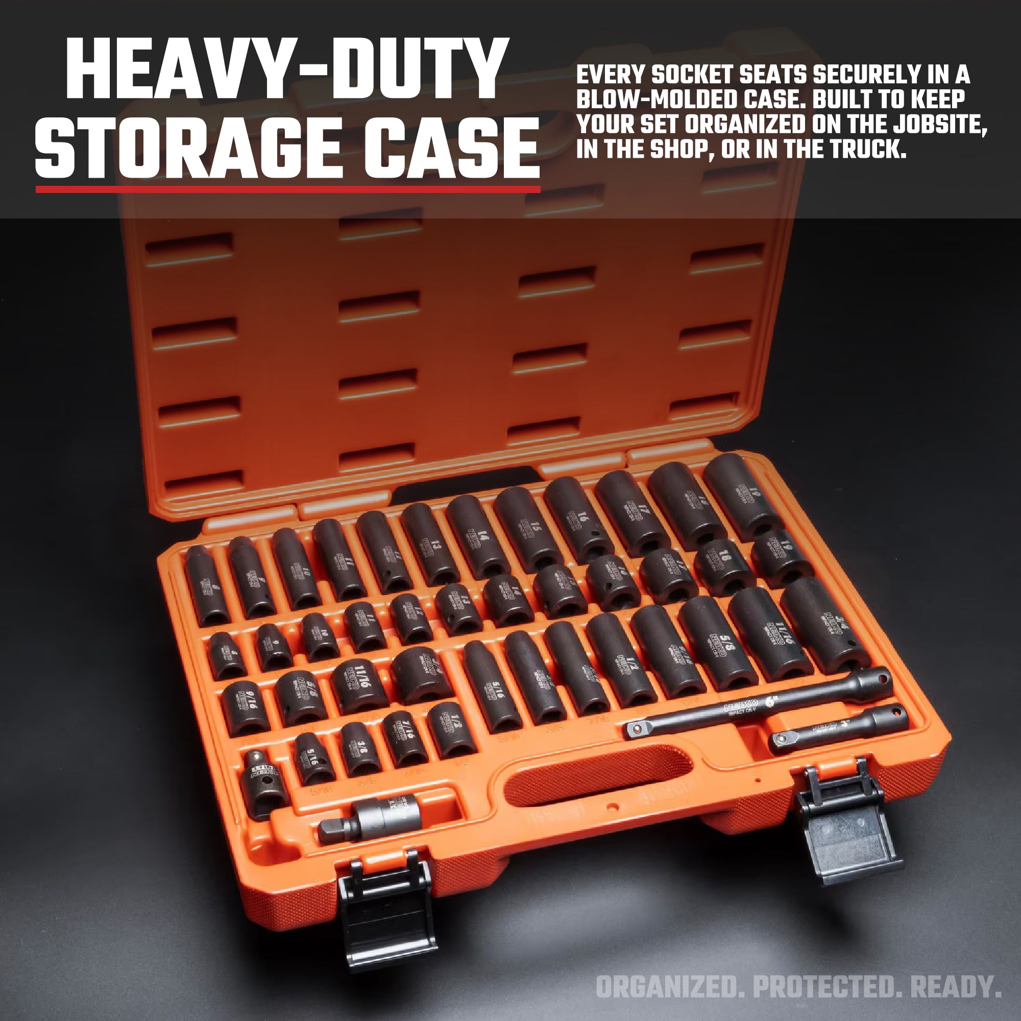 3/8"-Drive Impact Socket Set, SAE Sizes 5/16" to 3/4" & Metric Sizes 8 mm to 19 mm (44-Piece)