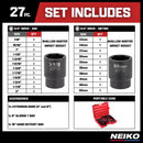 NEIKO 02499A 3/4-Inch-Drive Jumbo Master Impact Socket Set, SAE and Metric Shallow-Socket Tool Set, SAE 7/8" to 2" and Metric 26 to 38 mm, 27 Pieces