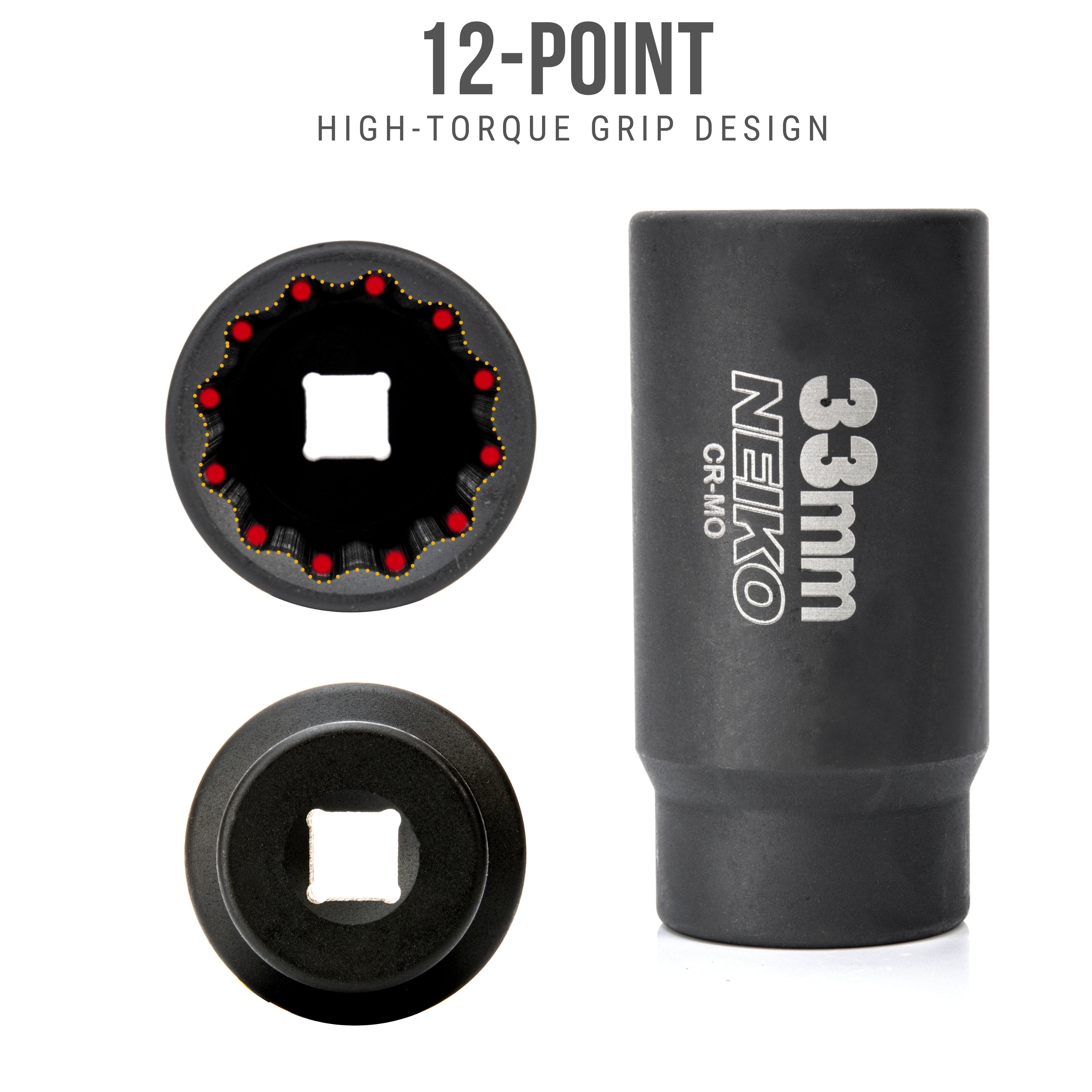 33 mm Deep Impact Socket — 1/2" Drive, 12-Point, Cr-Mo Steel