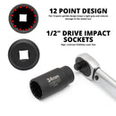 NEIKO 02530A 5 Piece 12 Point Socket Set 1/2” Drive, Lug Nut Remover, Spindle Nut Socket, Axle Nut Socket Set, Metric 30mm - 36mm Socket 1/2 Drive Impact Set, Cr-Mo Impact Adapter, 3/4" -1/2” Reducer