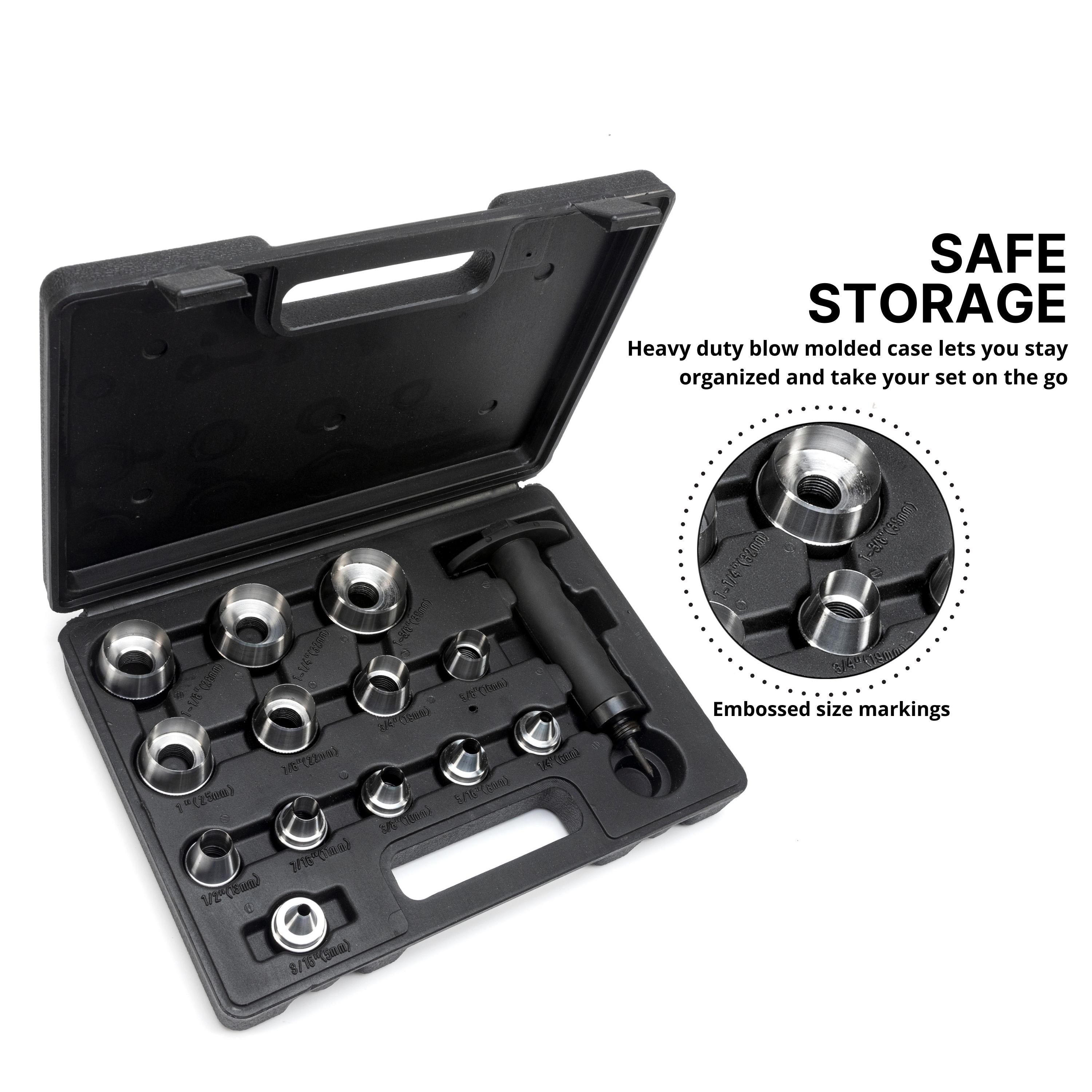 NEIKO 02604A Hole Punch Set | SAE & Metric, 3/16” – 1-3/8” & 5