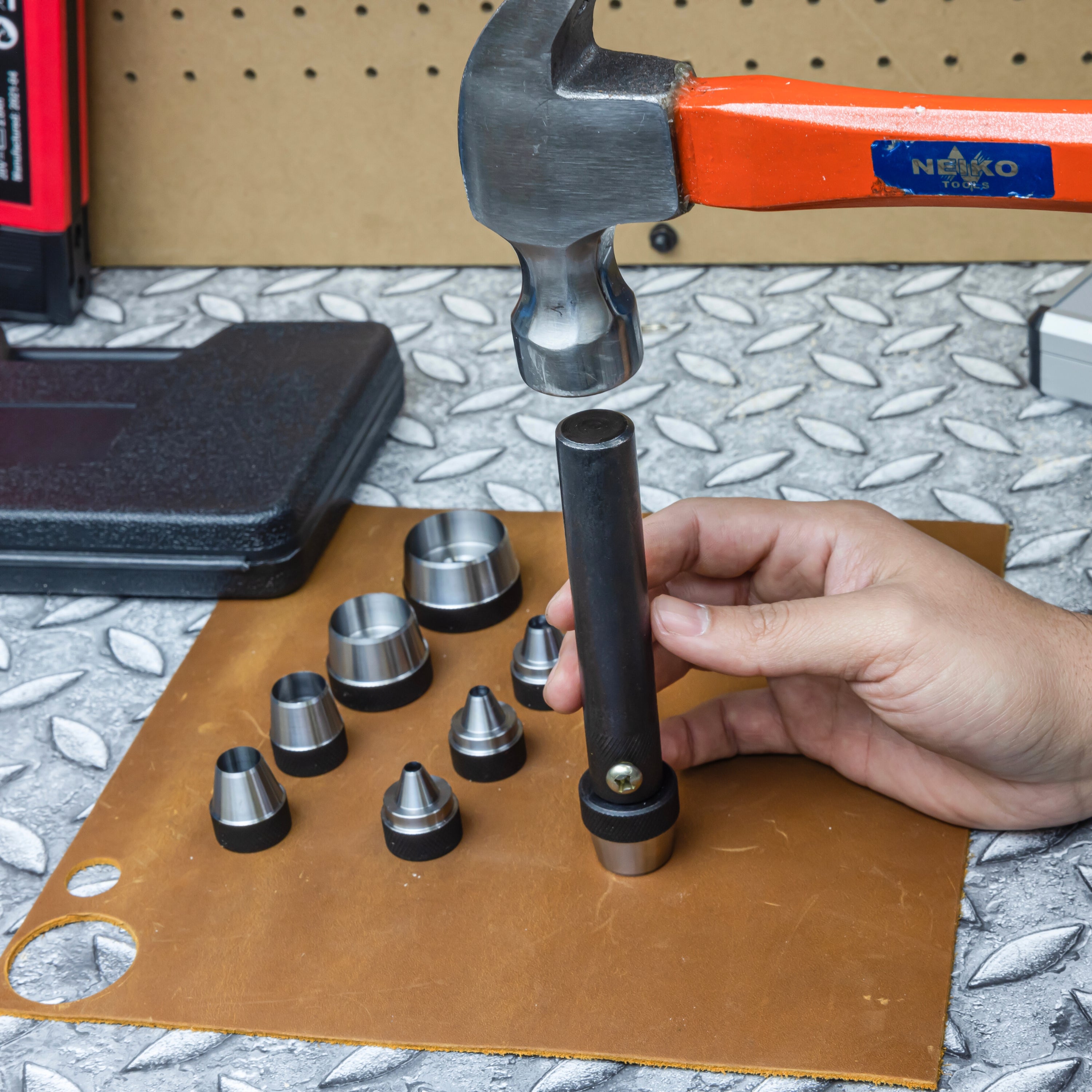 Interchangeable Hollow Hole Punch Set — Alloy Steel, 3/16"–1-1/4" (10-Piece)